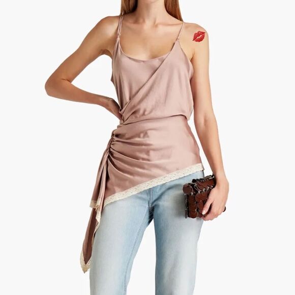 Alexander Wang Silk Top Asymmetrical Hem Top Size 8 - Picture 1 of 16